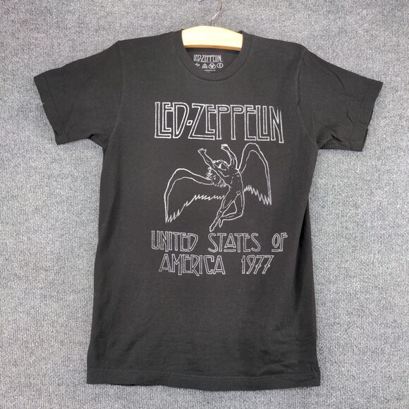 Retro Led Zeppelin United State of America 1977 T-Shirt Mens Small Black 2020 - Picture 2 of 12